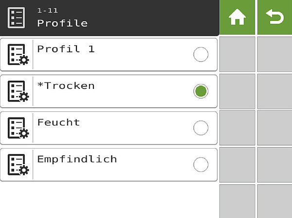 Erntegut-Profile für reproduzierbare Einstellungen