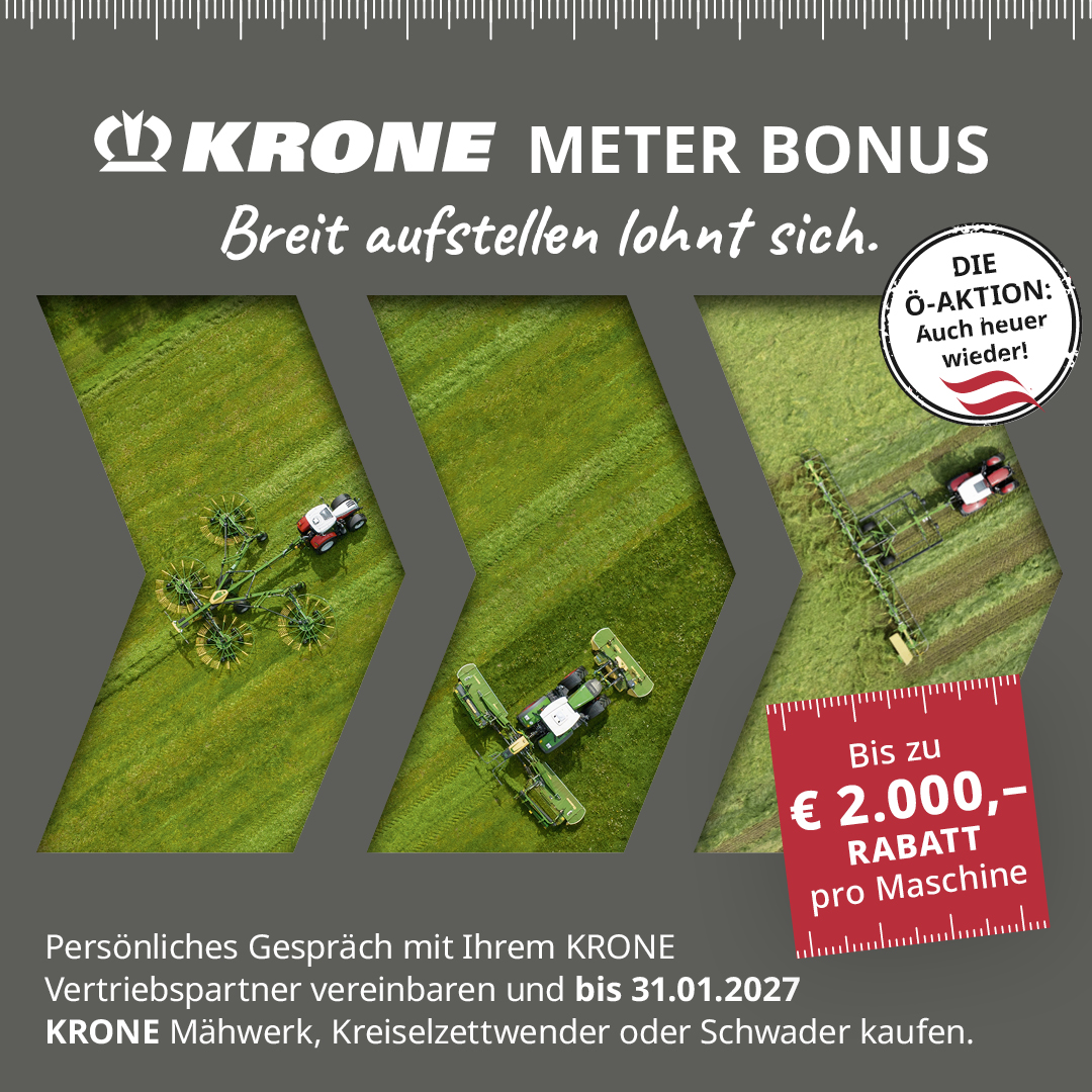 KRONE Meter Bonus – bis zu 2.000 Euro Rabatt pro Maschine